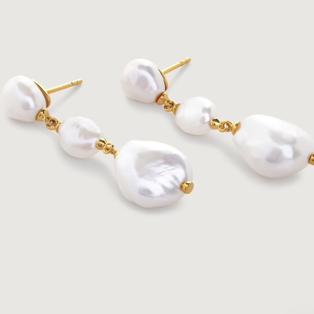 Monica Vinader Multi Baroque Pearl Drop Earrings